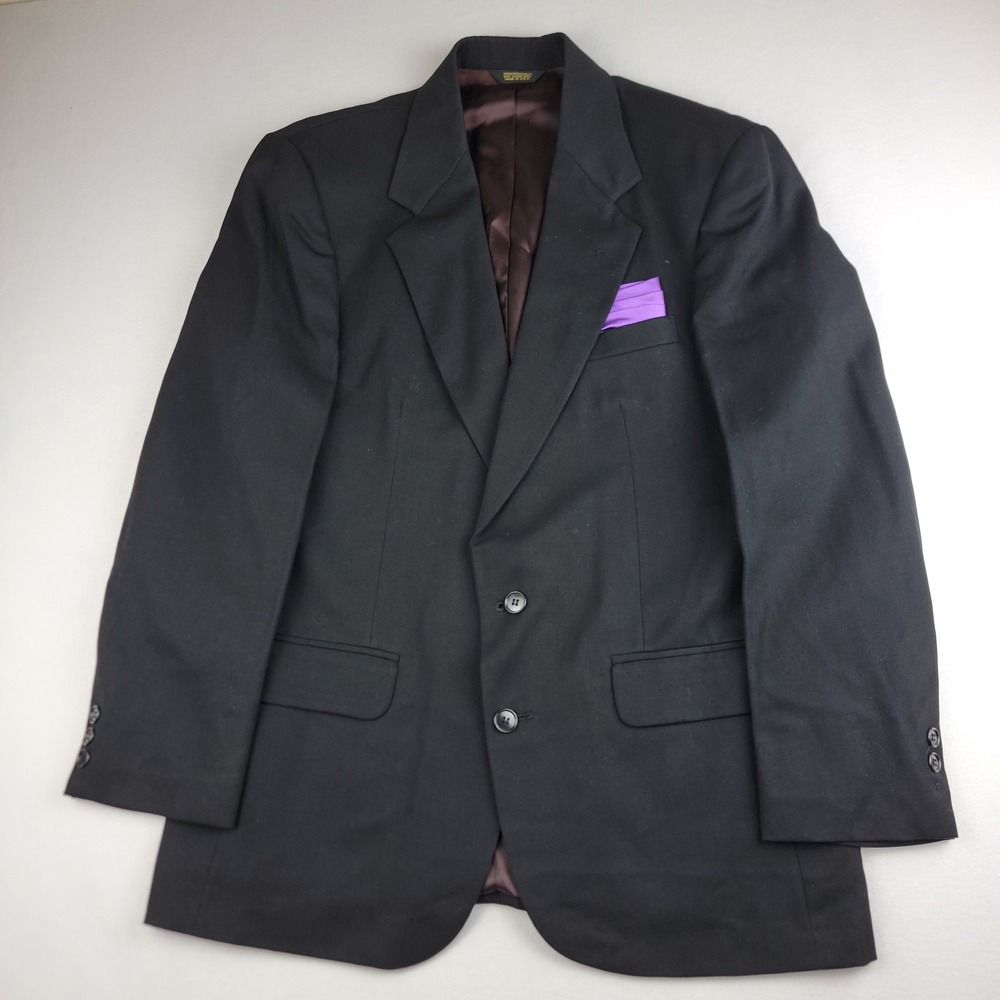 Louis Raphael Tailored Mens Black 2 Button Suit 40M Blazer 36x30 Pants 01-8151